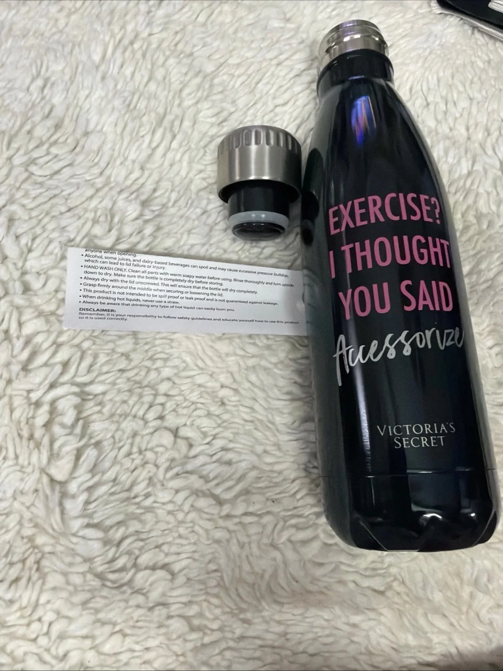 Victoria Secret hot /cold new water bottle black pink logo